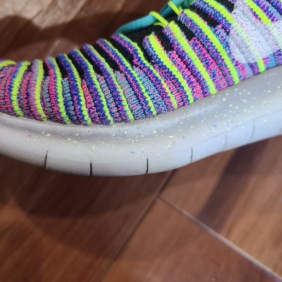 NIKE FreeRn Motion 2016 FLYKNIT Neon Rainbow Slip On Lace Up Womens Shoes Size 6 - Picture 5 of 15